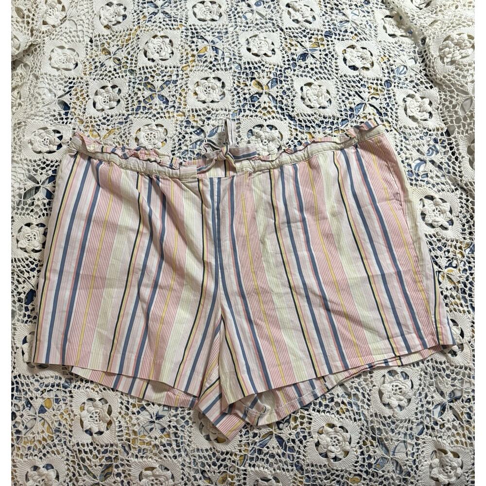 Loft Plus Multi-Color Striped Shorts Size 22 Draw-String Waist